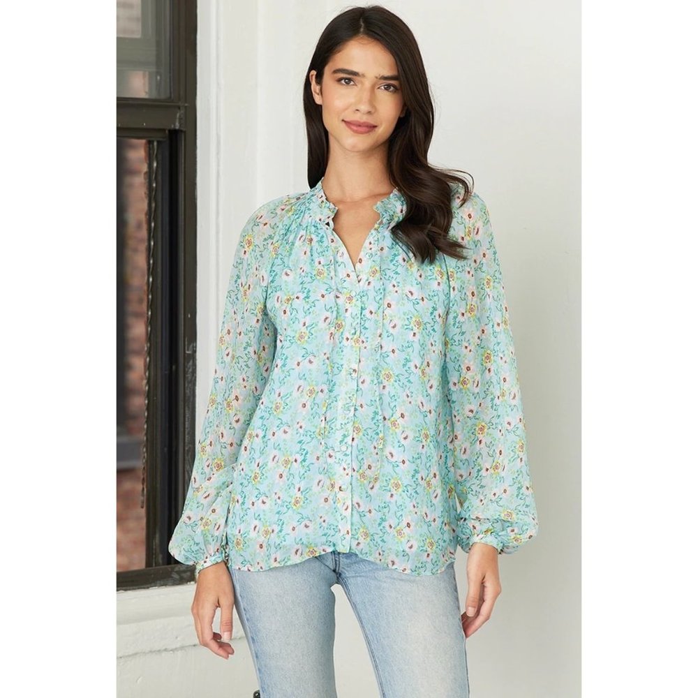 Yumi Kim Blouse Sundown Top in Bedford Park Blue XSmall - Picture 11 of 13